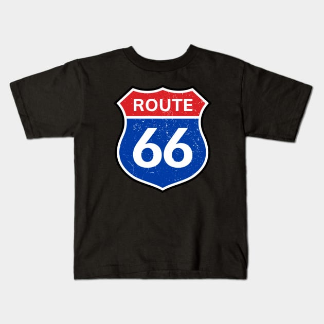 Route 66 - Retro Style Kids T-Shirt by BarkeranArt